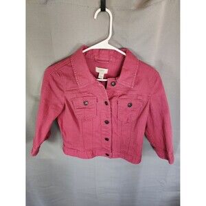 LOFT Rose-Pink Cropped Jean Jacket